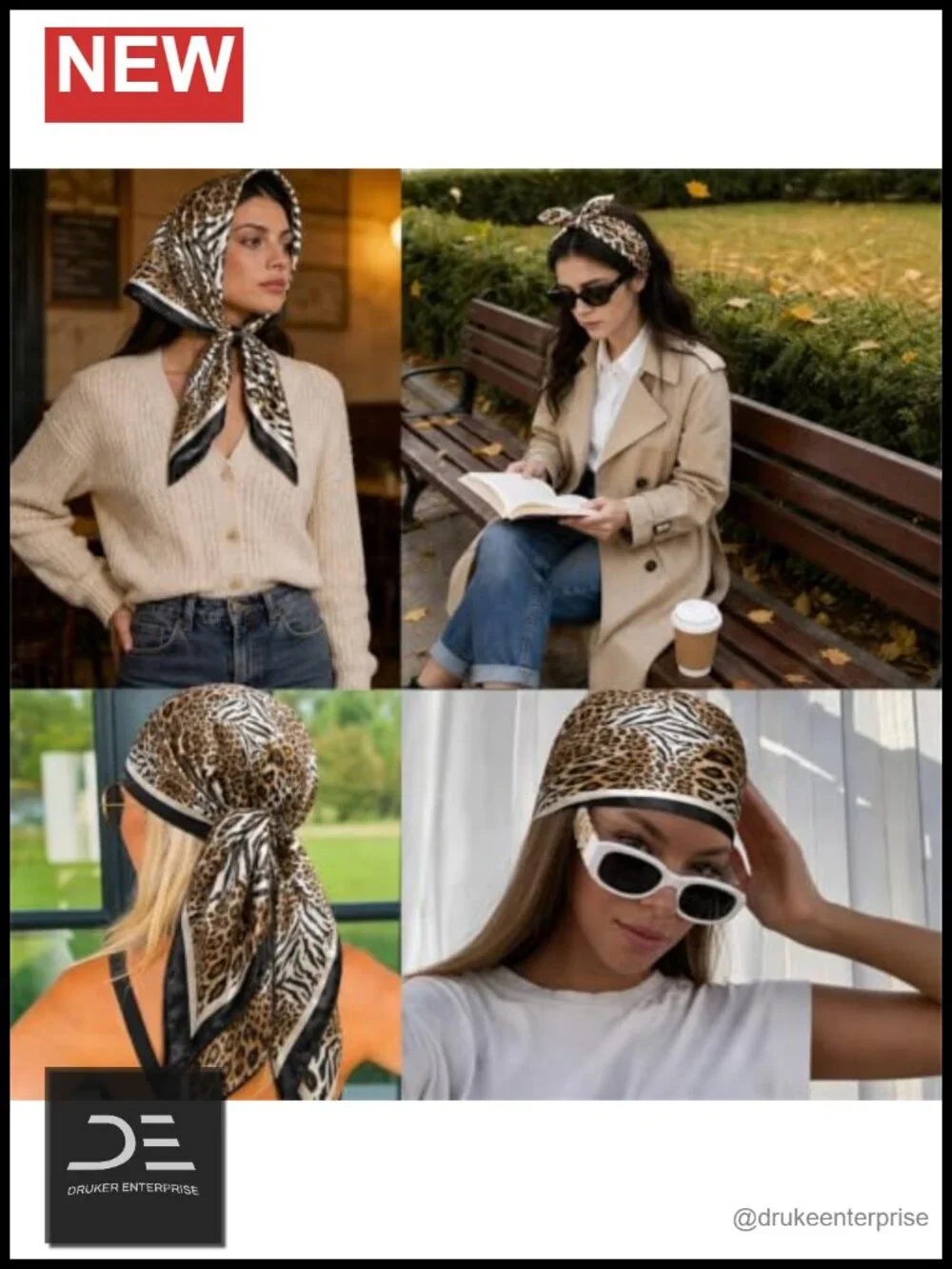35'' Square Satin Head Scarf - like Silk Hair Bandana Wrapping